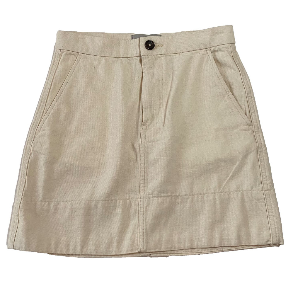 Everlane White Cream Denim Mini A Line Skirt Size 0